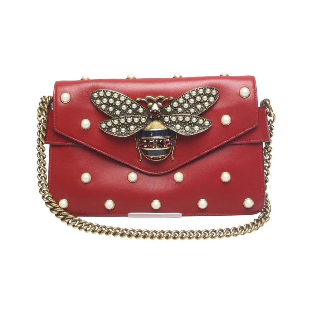GUCCI Authentic Red Pearl Leather Shoulder Bag - Picture 2 of 14